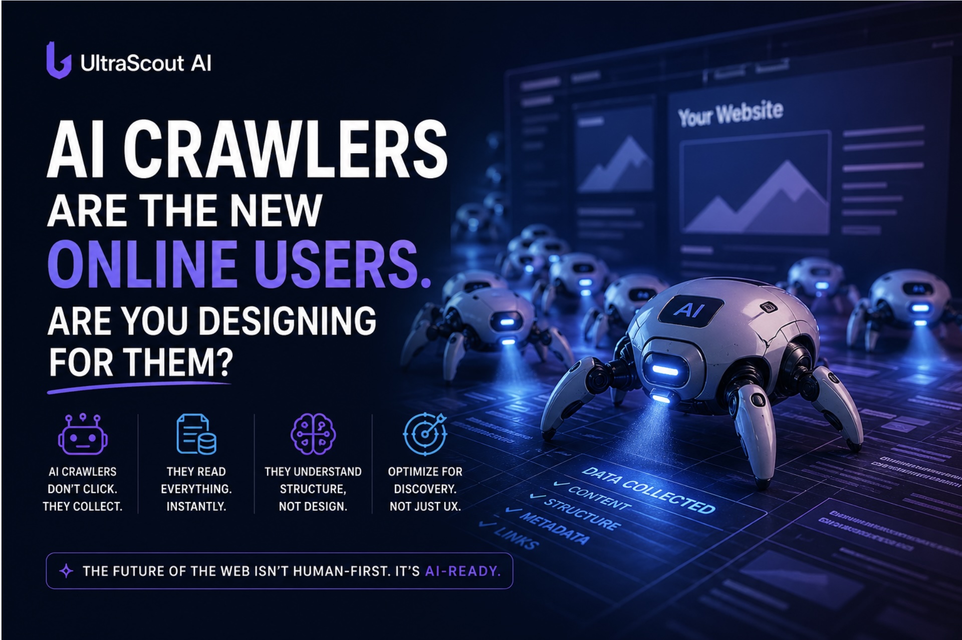 AI crawlers as online users — GPTBot, ClaudeBot, and PerplexityBot reading website HTML instead of humans
